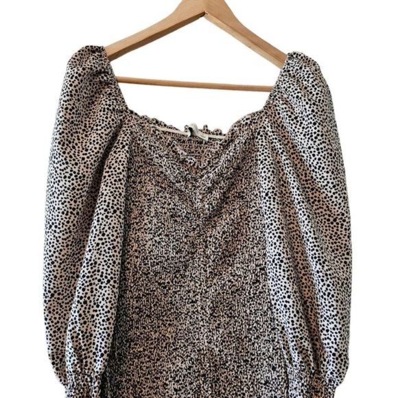 O. Vianca Animal Print Ruched Long Sleeve Mini Dress Size Small. - Picture 5 of 15